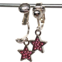 Clipoorbellen glittersterretjes roze, hangoorbellen